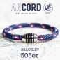 Preview: 505er - Hand spliced bracelet made of sailing rope / boat cord - 6 mm, navy-blue,  red,  white