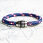 Preview: 505er - Hand spliced bracelet made of sailing rope / boat cord - 6 mm, navy-blue,  red,  white