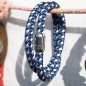 Preview: Pamir - Hand-rigged sailing rope/ marine cord bracelet, 8 mm, navi-blue / orange, Double