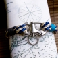 Preview: Clipper - Handgetakeltes Armband aus Segeltau, Breitband blau beige