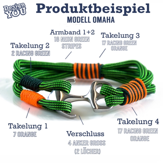 Omaha - Design by You - Handgetakeltes Armband zum Selbstgestalten