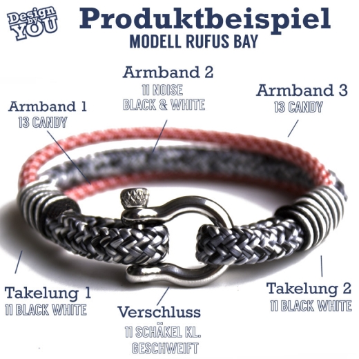 Rufus Bay - Design by You - HandgetakelteRufus Bay - Design by You - Handgetakeltes Armband zum Selbstgestalten