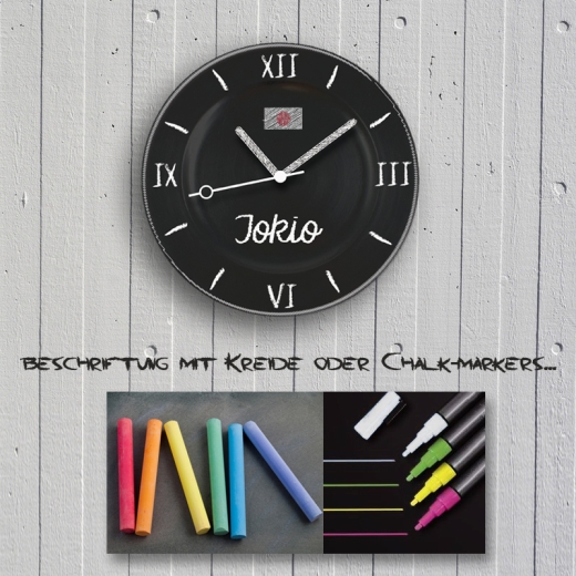 Kreidezeit – Die Wanduhr als Tafel für Ihre Kreidegrafiken und Textbotschaften