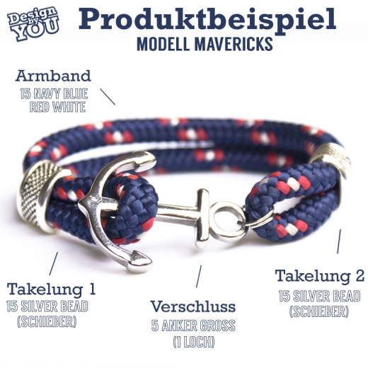 Mavericks - Design by You - Handgetakeltes Armband zum Selbstgestalten