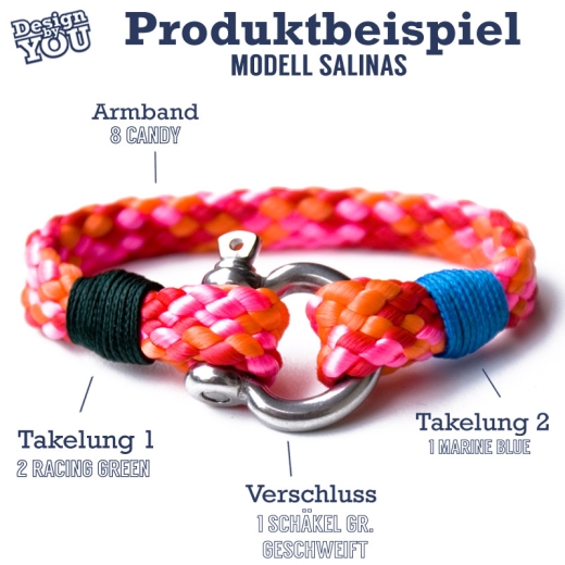 Salinas  - Design by You - Handgetakeltes Armband zum Selbstgestalten