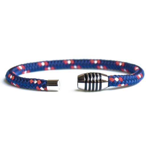 505er - Hand spliced bracelet made of sailing rope / boat cord - 6 mm, navy-blue,  red,  white