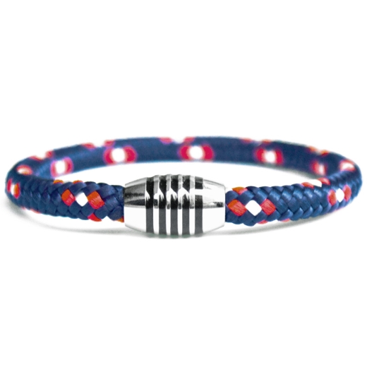 505er - Hand spliced bracelet made of sailing rope / boat cord - 6 mm, navy-blue,  red,  white