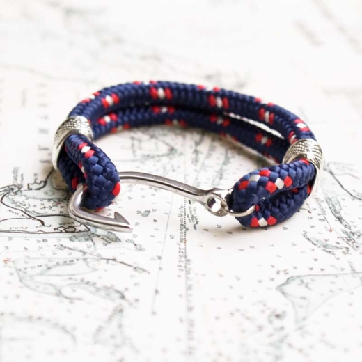 Tornado - Hand-rigged sailing rope , marine rope strap, 6 mm, blue, red , white