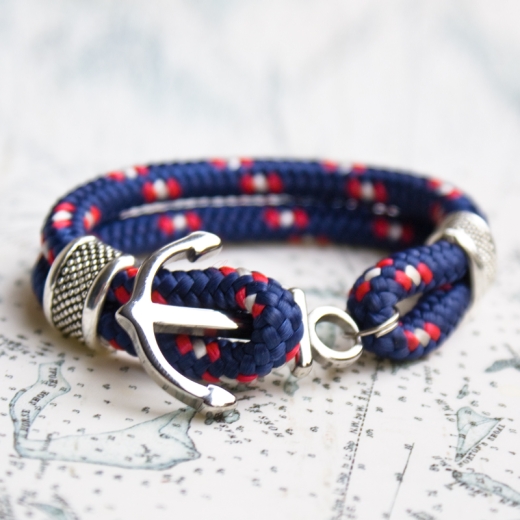 Tornado - Hand-rigged sailing rope , marine rope strap, 6 mm, blue, red , white